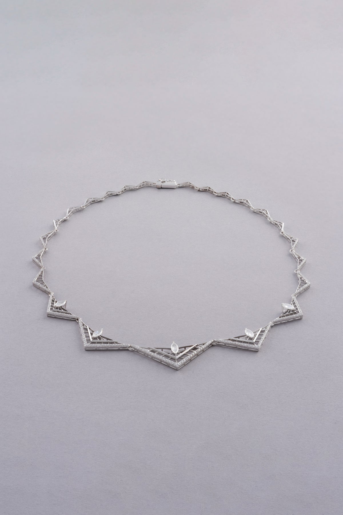 PRISM Openwork Necklace, White Gold, Rose-cut Diamonds