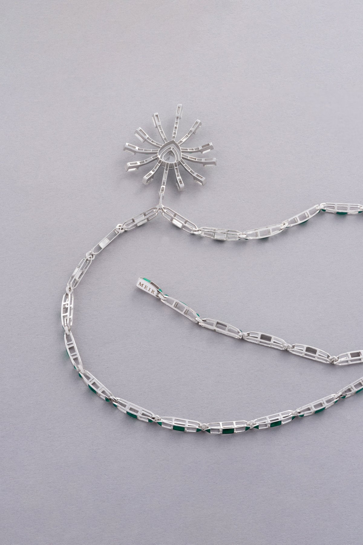 PRISM Sunburst Necklace, White Gold, Rose-cut Diamonds and Ceramic Enamel