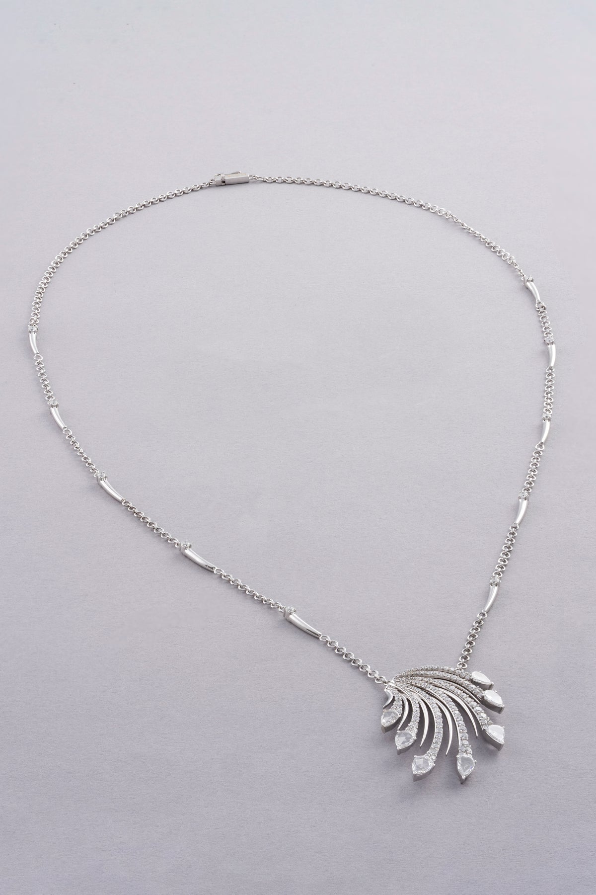 Cascade Necklace, White Gold, Rose-cut Diamonds