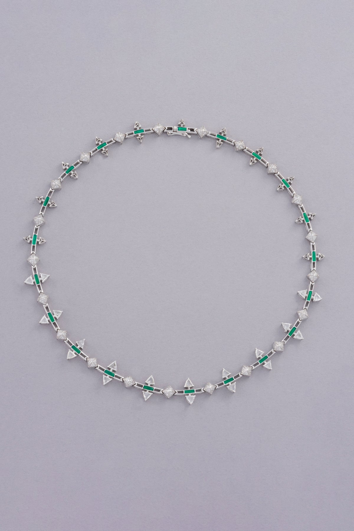 LINK Triangle Necklace, White Gold, Rose-cut Diamonds and Ceramic Enamel