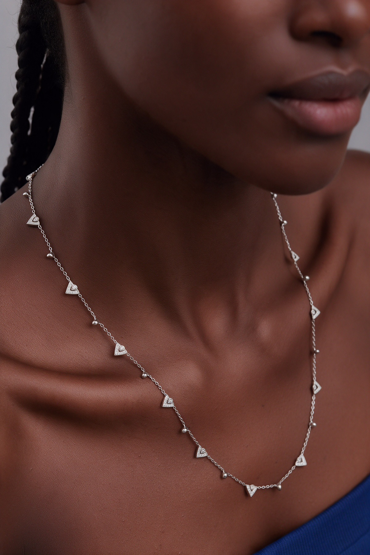 PRISM Whisper Necklace, White Gold, Rose-cut Diamonds