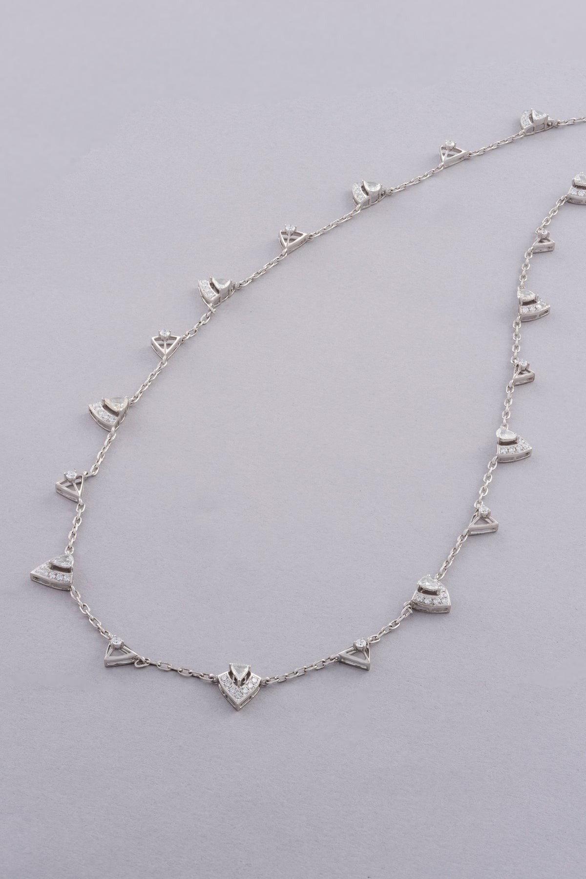 PRISM Whisper Necklace, White Gold, Rose-cut Diamonds