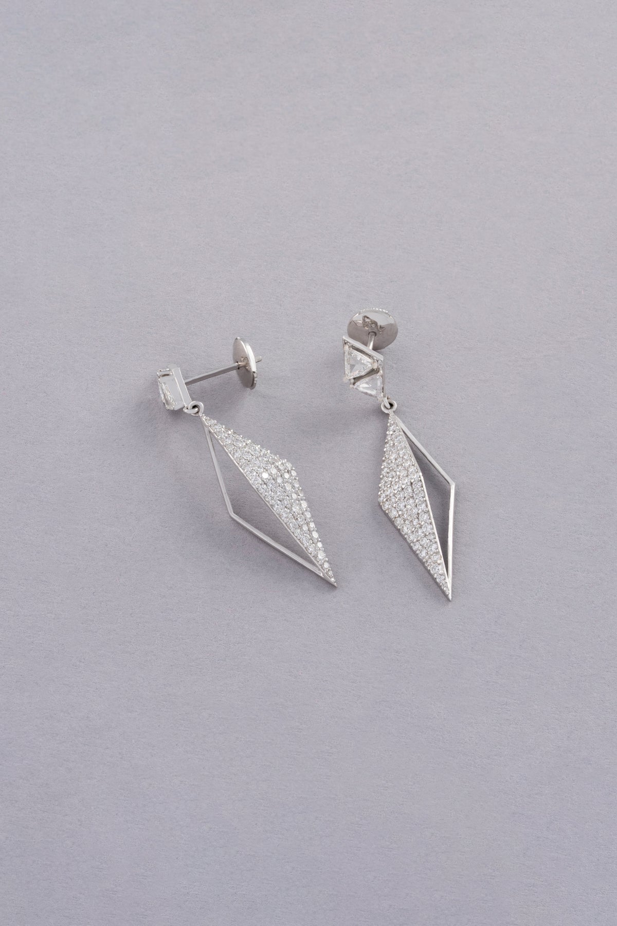 Dagger Earrings, White Gold, Rose-cut Diamonds