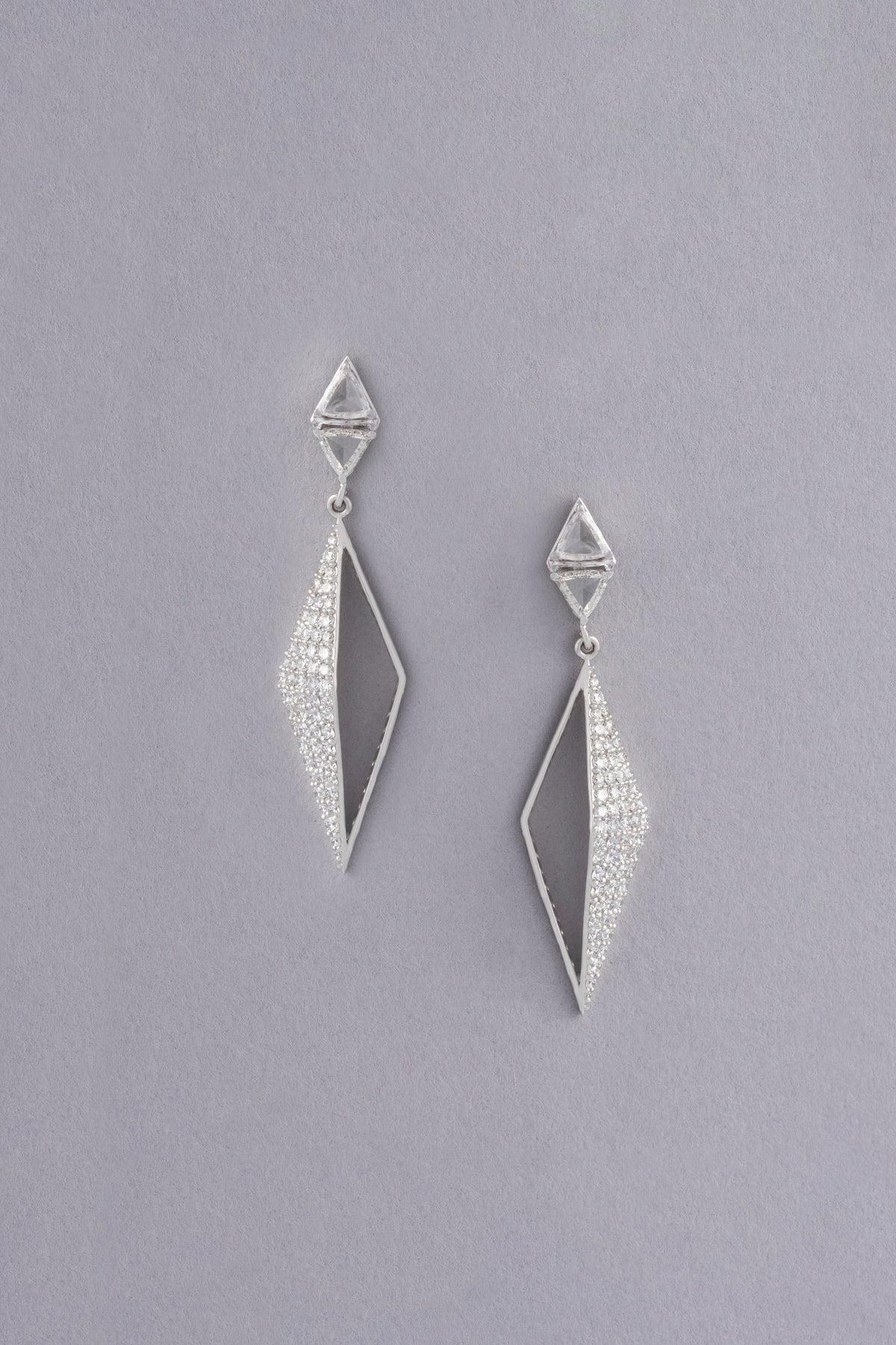 Dagger Earrings, White Gold, Rose-cut Diamonds