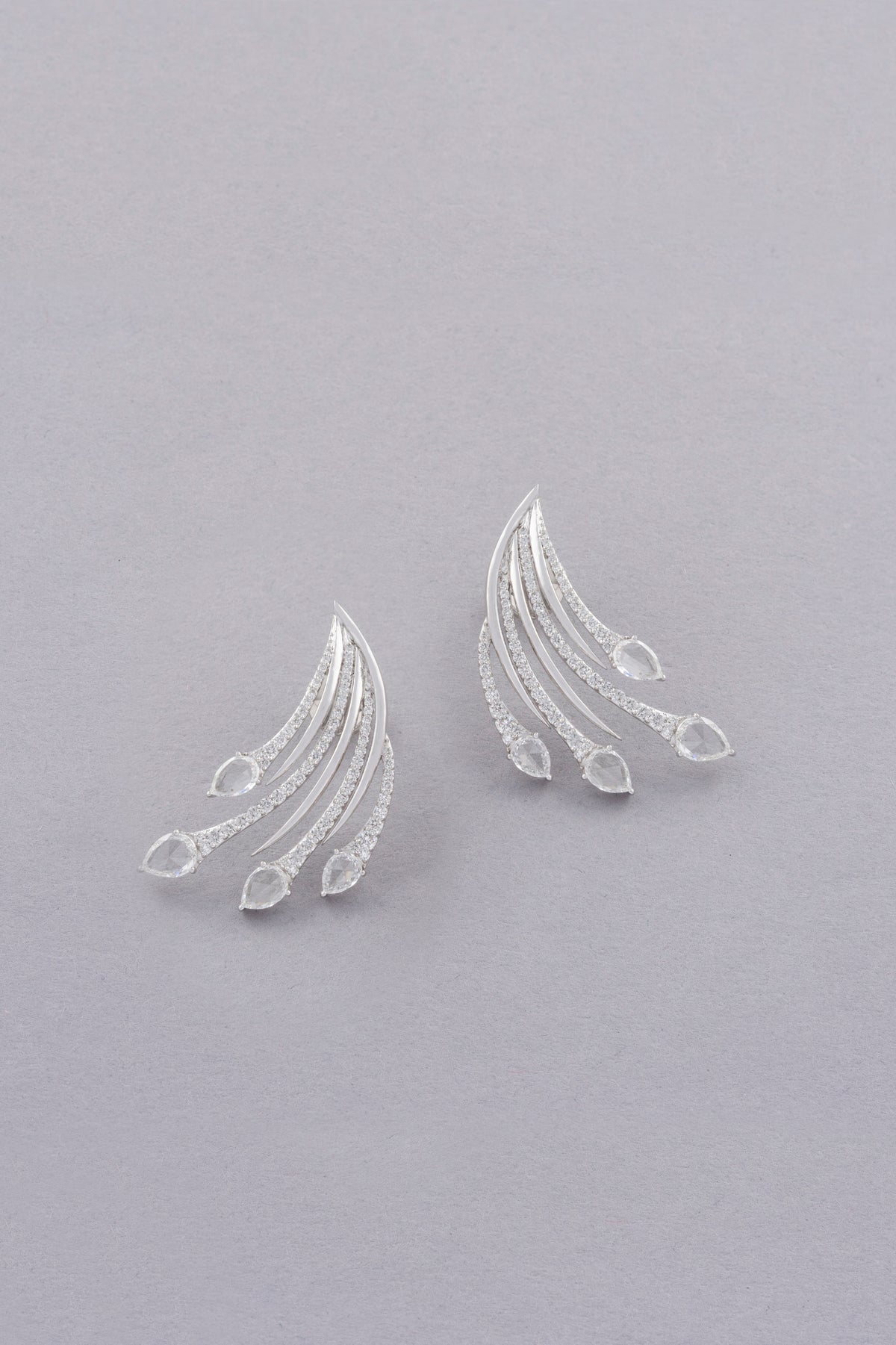 Cascade Earrings, White Gold, Rose-cut Diamonds
