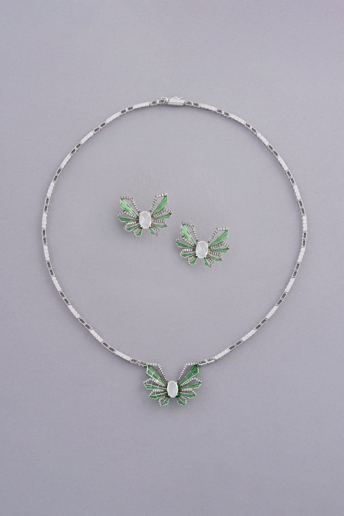 FLUTTER Butterfly Solo Earrings, White Gold, Rose-cut Diamonds and Ceramic Enamel