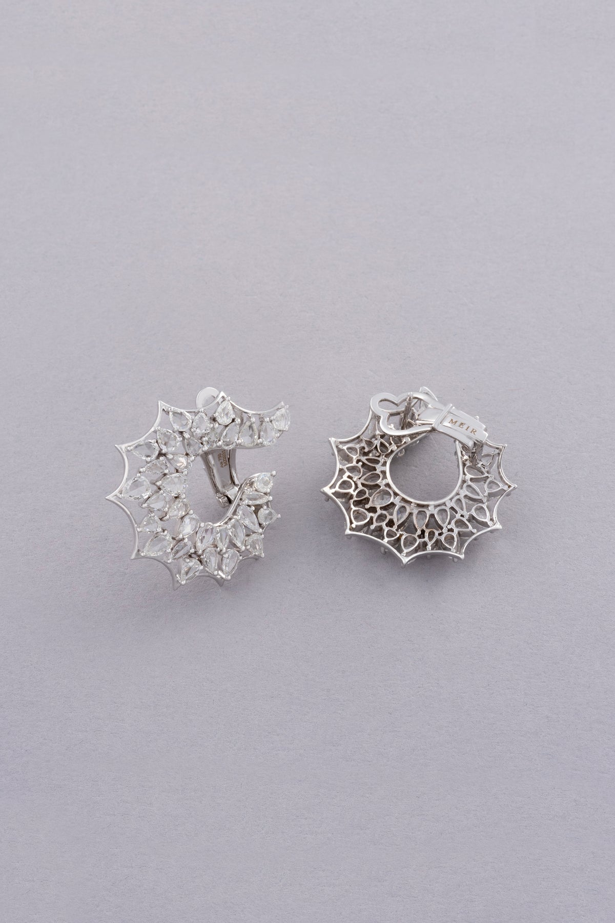 WEB Lace Earrings, White Gold, Rose-cut Diamonds