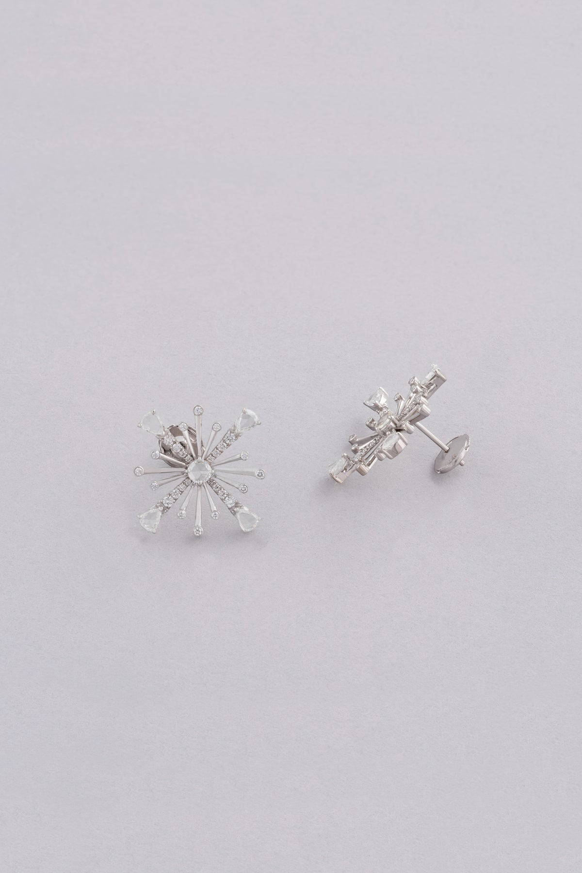 CROWN Sequence Earrings, White Gold, Rose-cut Diamonds
