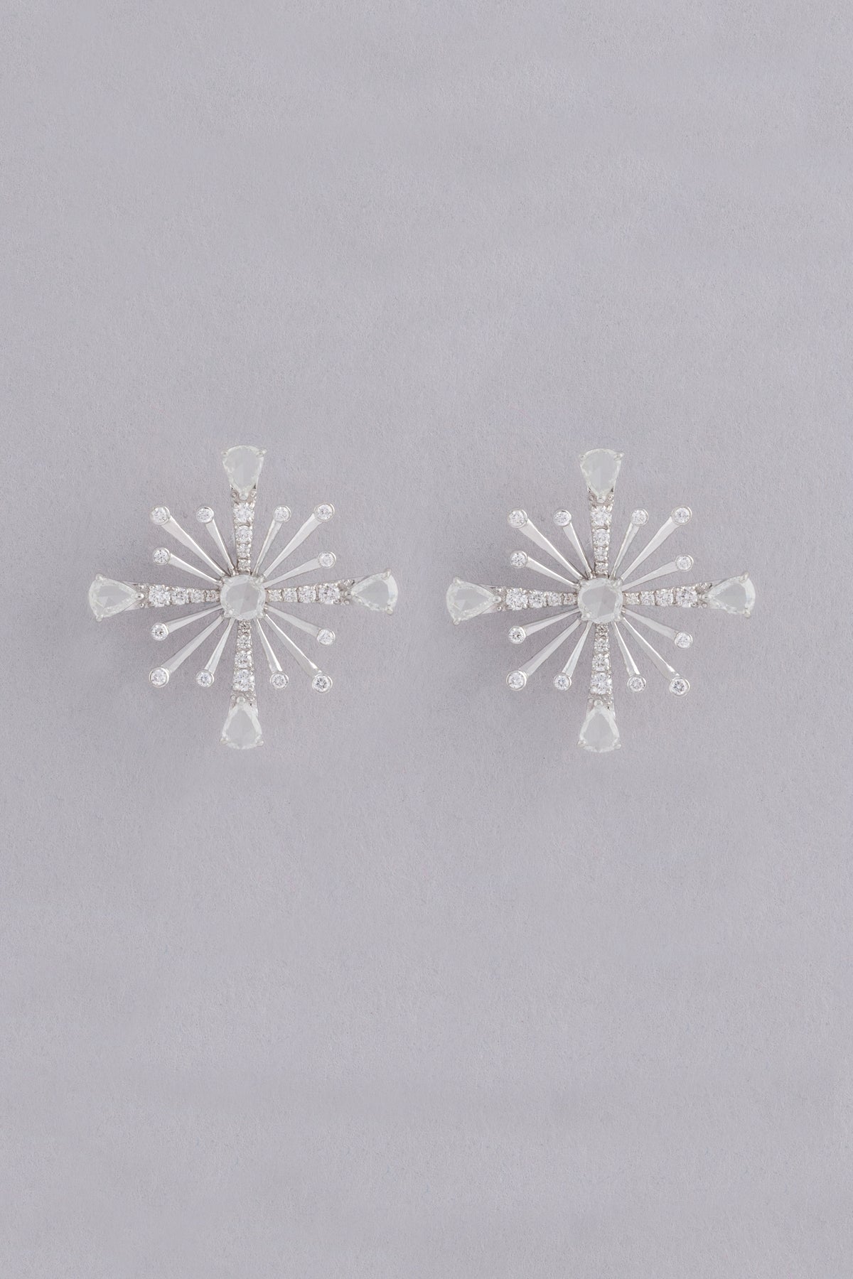 CROWN Sequence Earrings, White Gold, Rose-cut Diamonds