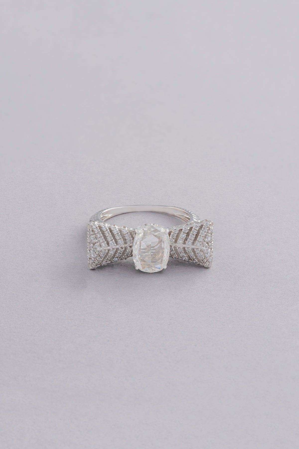 Ribbon Ring, White Gold, Rose-cut Diamonds and Ceramic Enamel