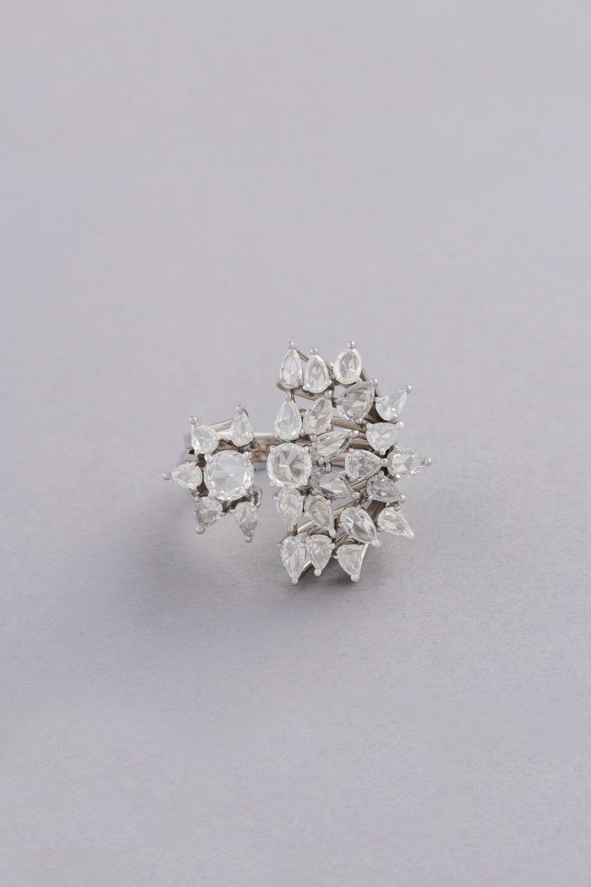 WEB Lace Ring, White Gold, Rose-cut Diamonds