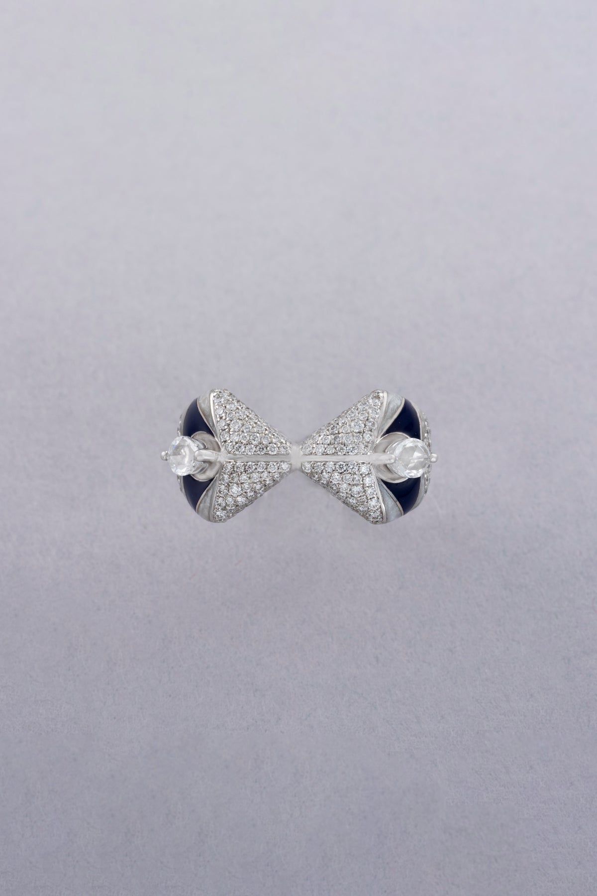 PRISM Deco Ring, White Gold, Rose-cut Diamonds and Ceramic Enamel