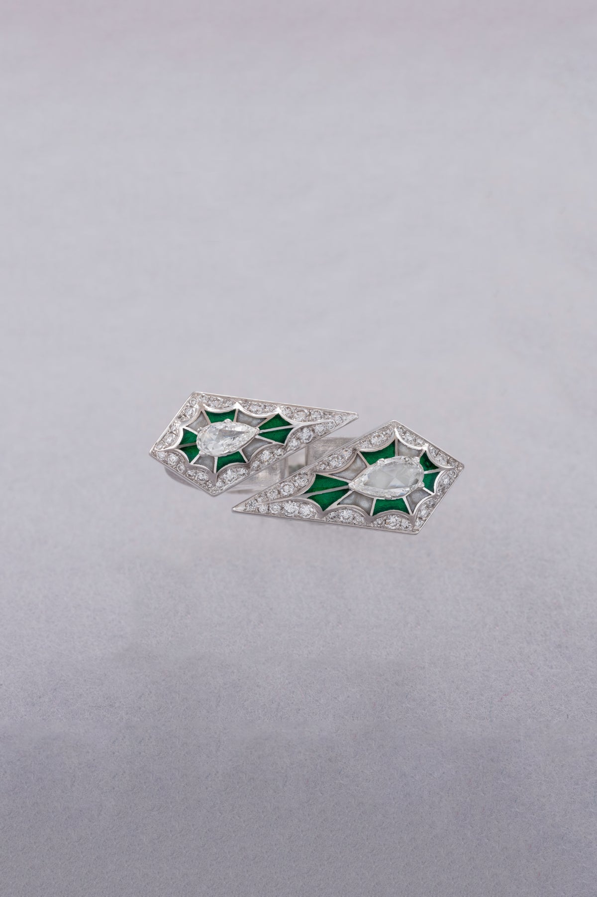 PRISM Kite Ring, White Gold, Rose-cut Diamonds and Ceramic Enamel