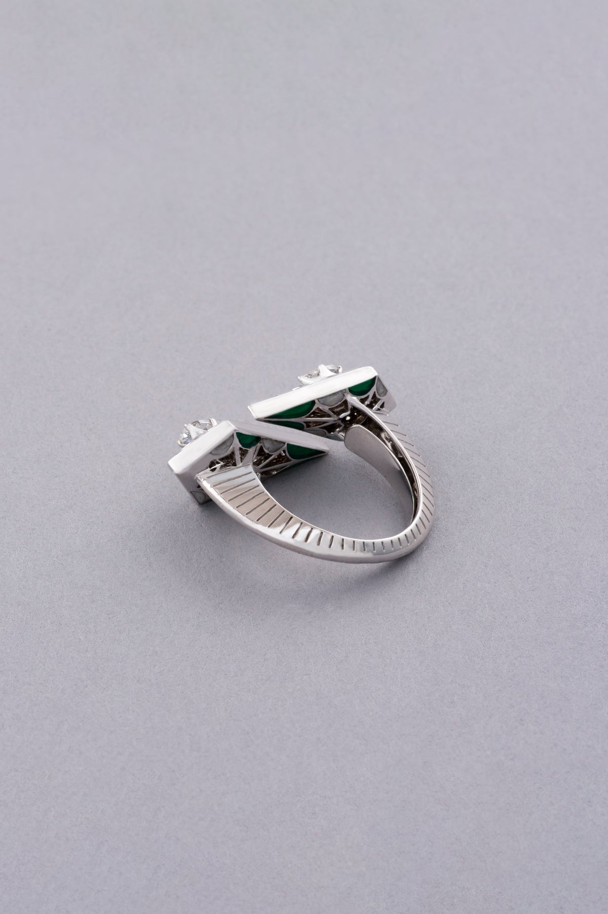 PRISM Kite Ring, White Gold, Rose-cut Diamonds and Ceramic Enamel