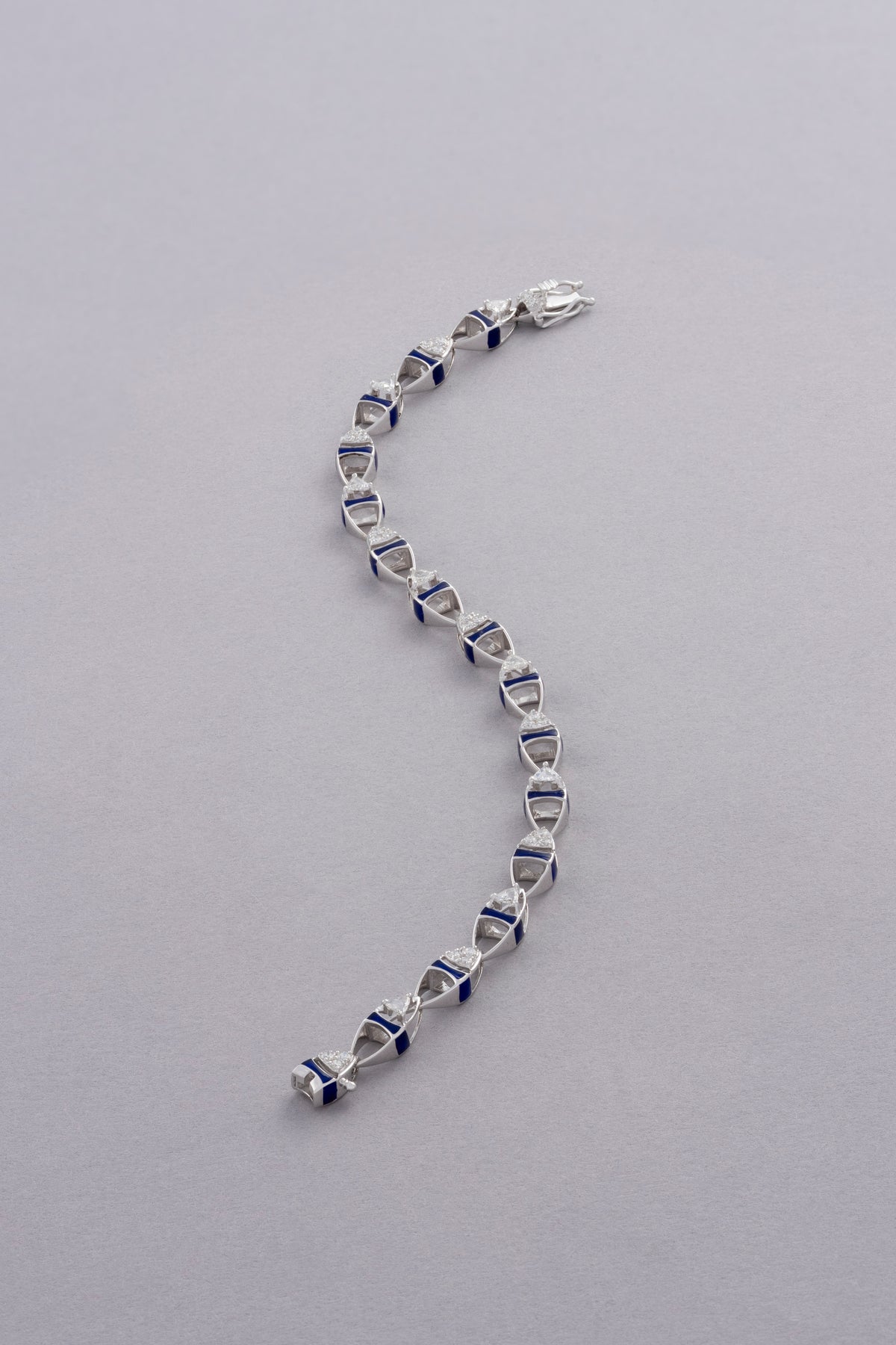 DEW Lariat Bracelet, White Gold, Rose-cut Diamonds and Ceramic Enamel