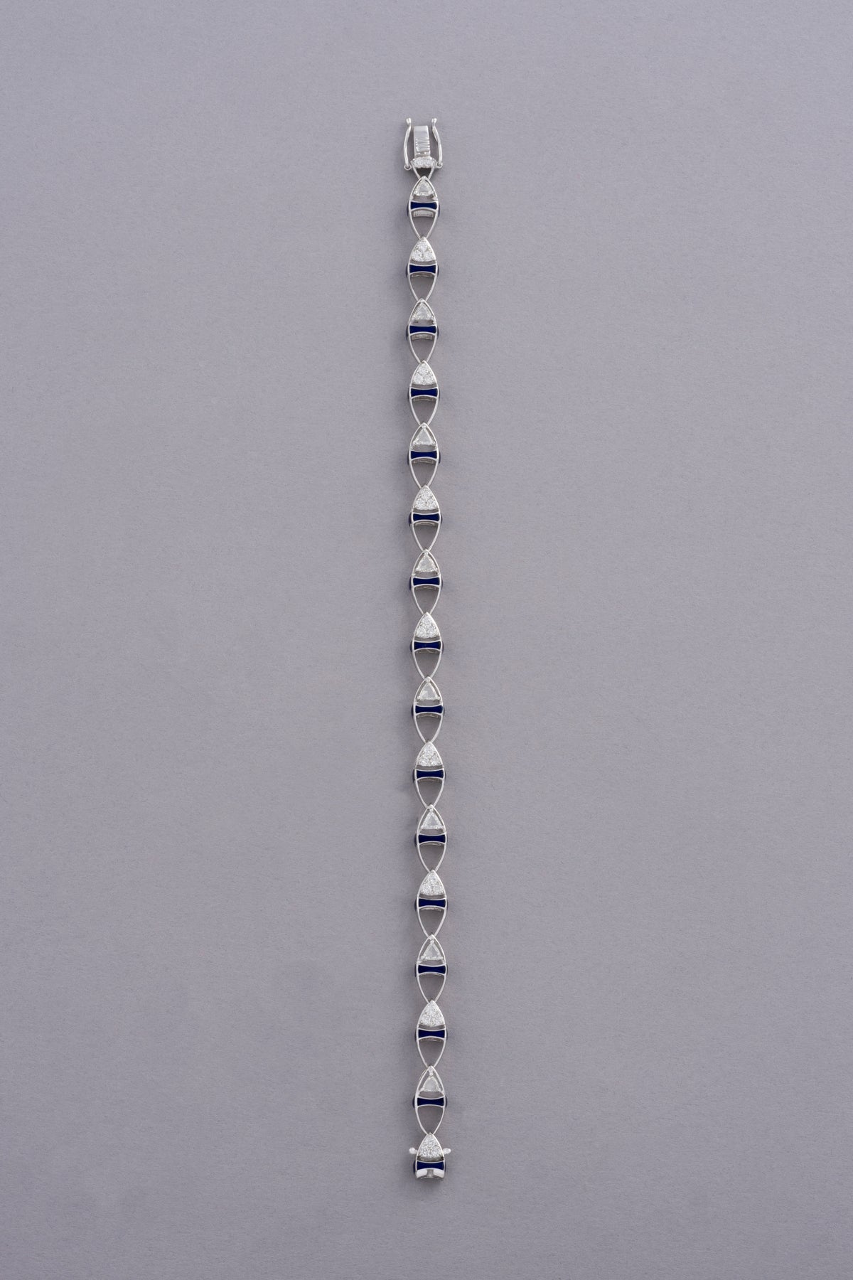 DEW Lariat Bracelet, White Gold, Rose-cut Diamonds and Ceramic Enamel