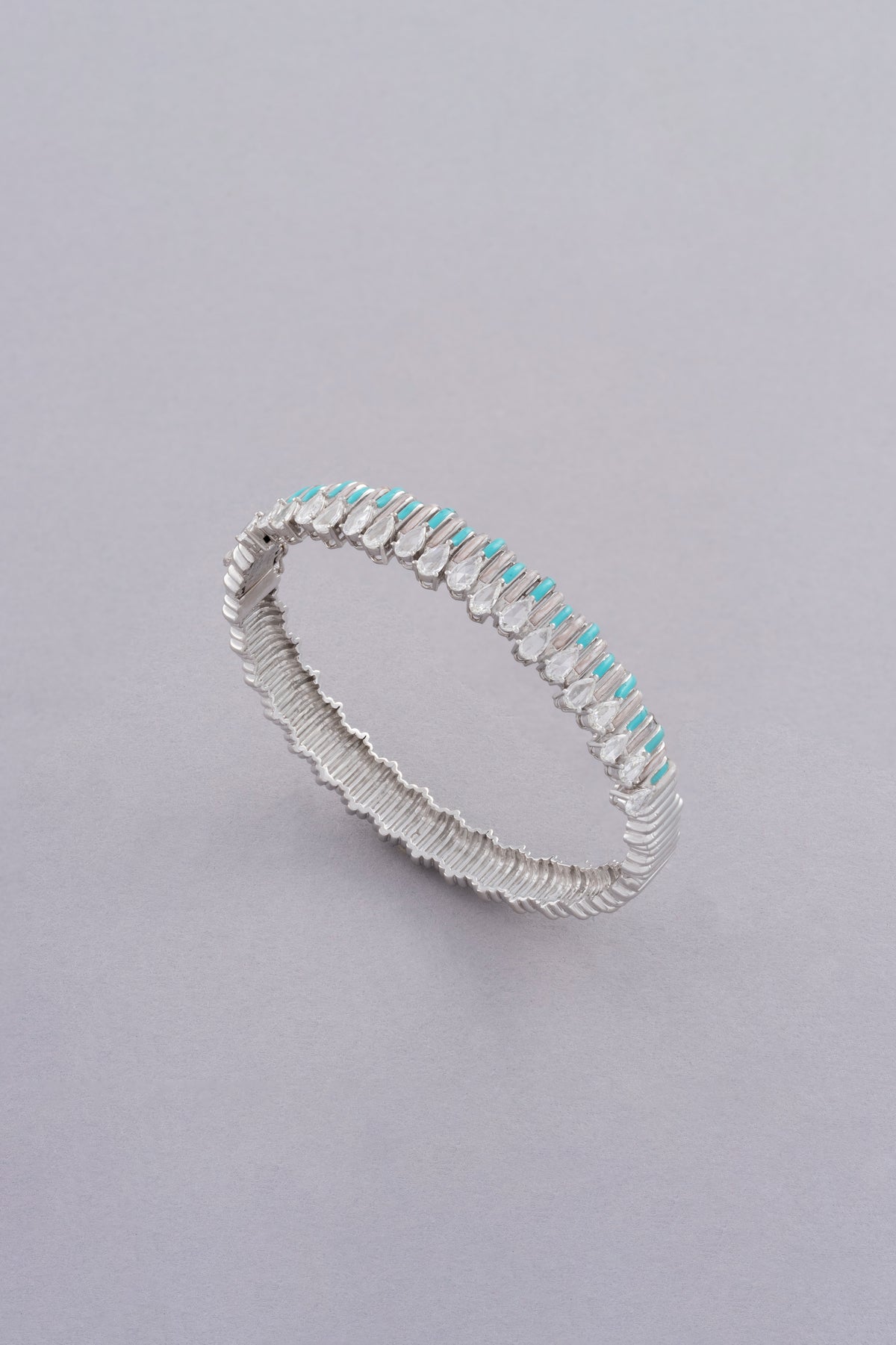 Fringe Bracelet, White Gold, Rose-cut Diamonds and Ceramic Enamel