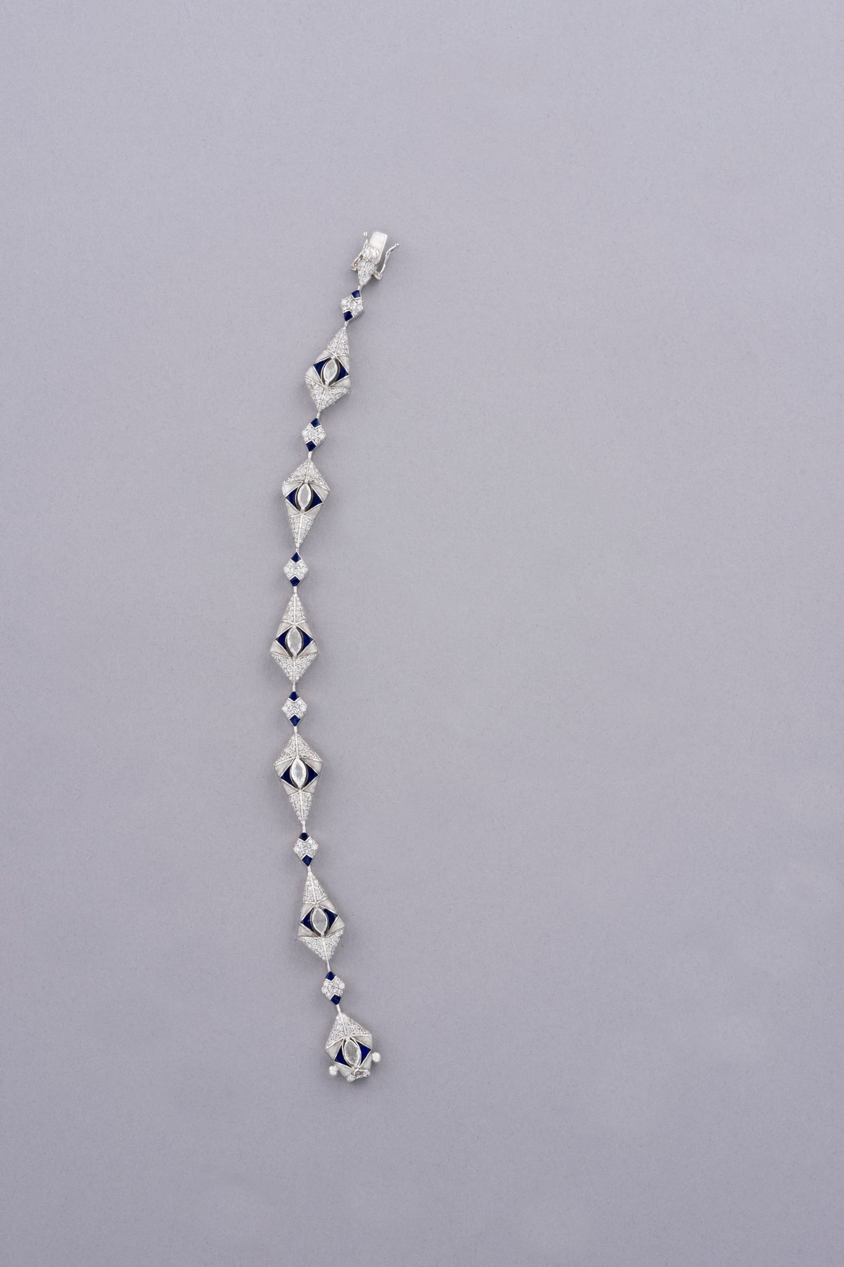PRISM Deco Bracelet, White Gold, Rose-cut Diamonds and Ceramic Enamel