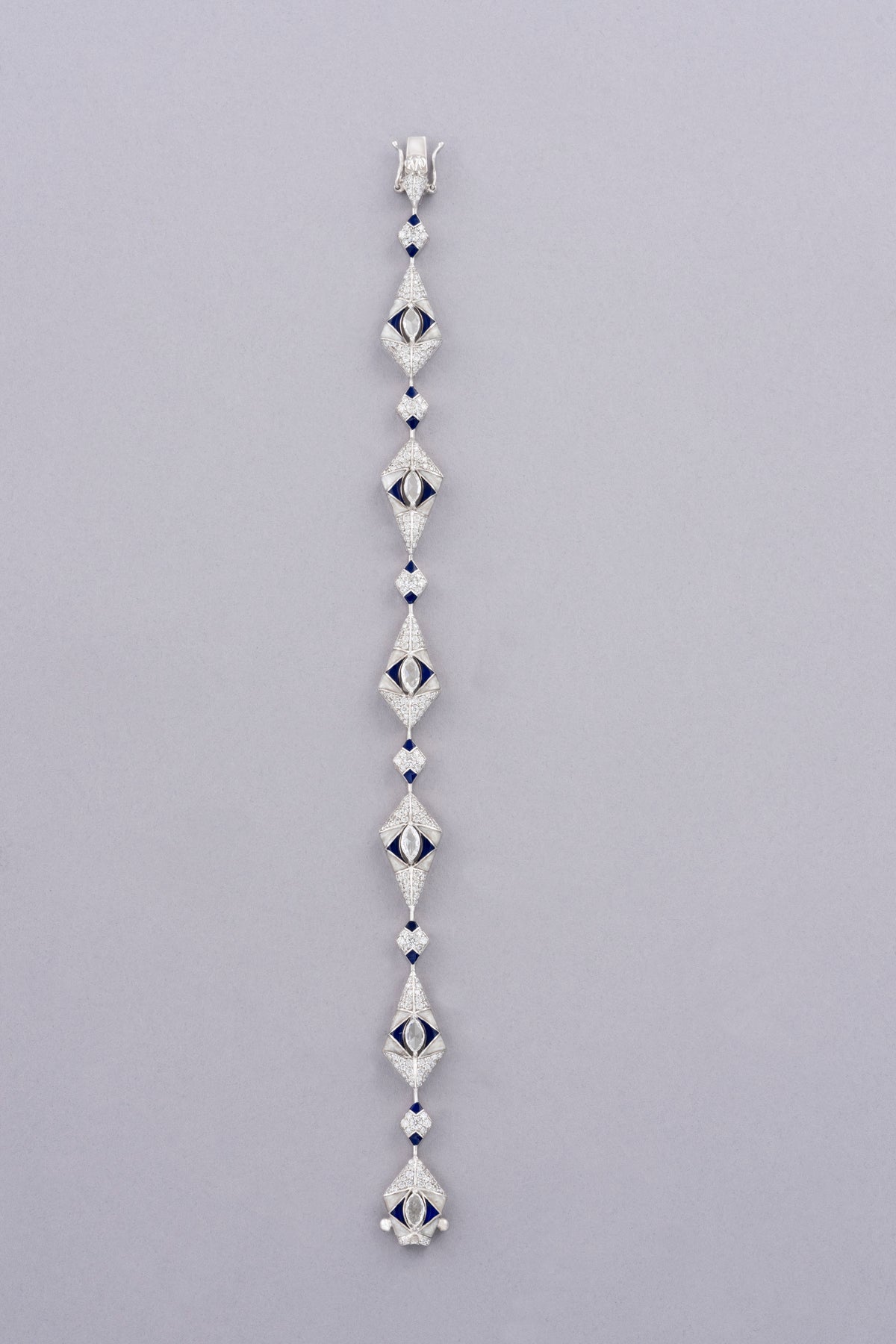 PRISM Deco Bracelet, White Gold, Rose-cut Diamonds and Ceramic Enamel