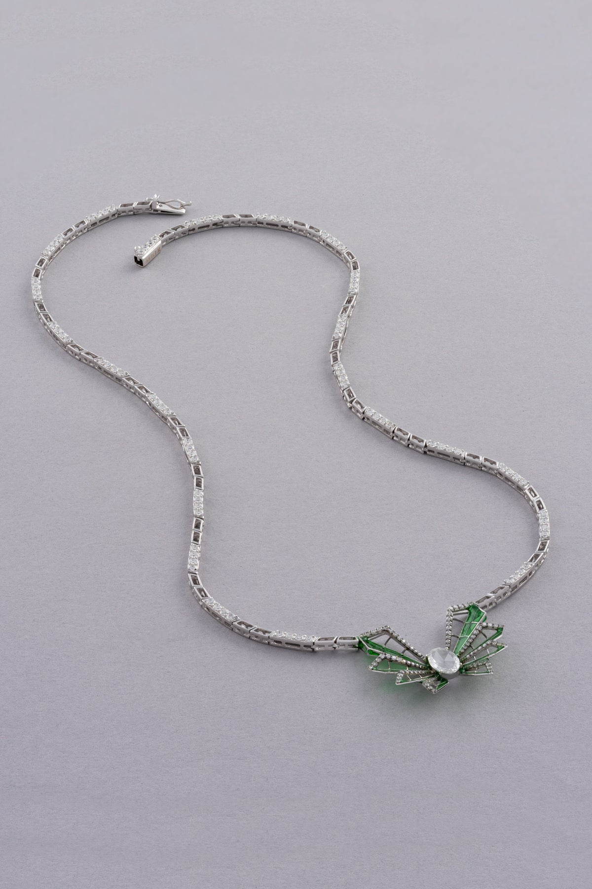 FLUTTER Butterfly Solo Necklace, White Gold, Rose-cut Diamonds and Ceramic Enamel