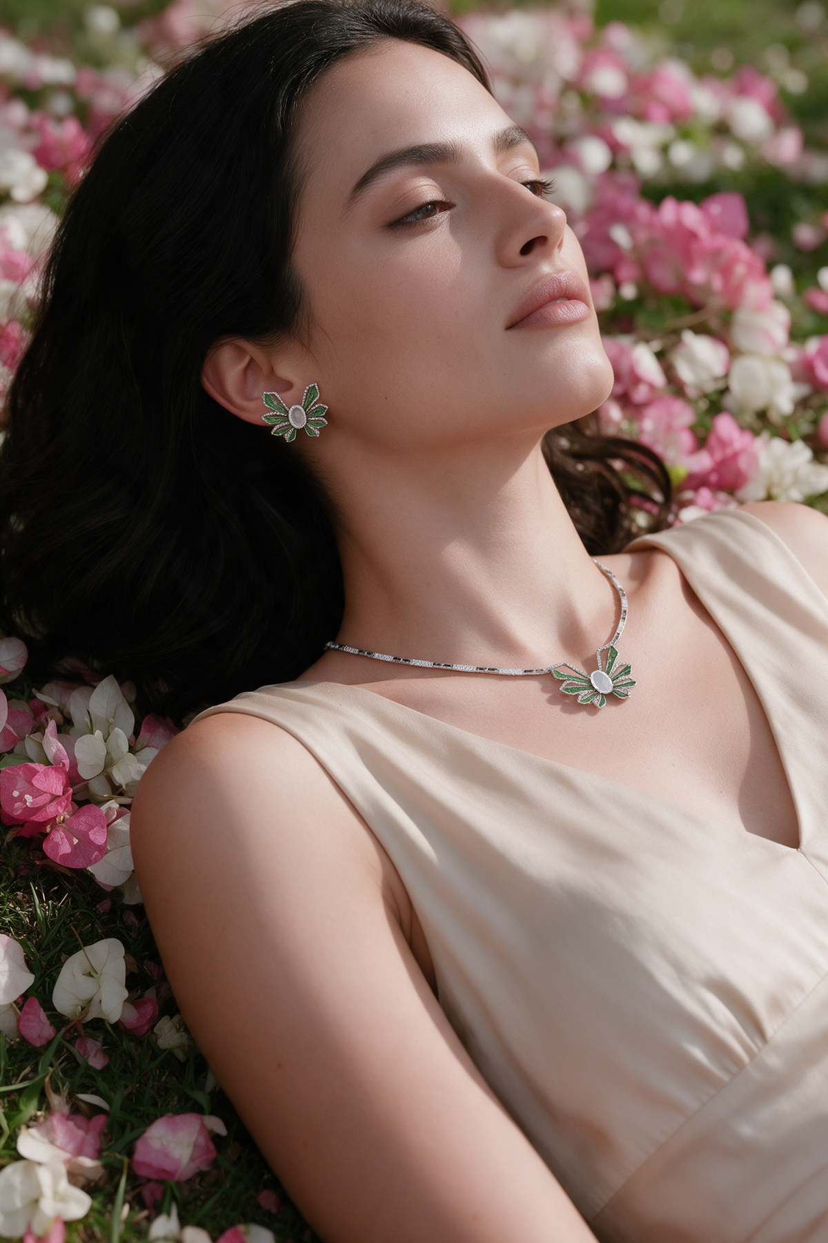 FLUTTER Butterfly Solo Necklace, White Gold, Rose-cut Diamonds and Ceramic Enamel