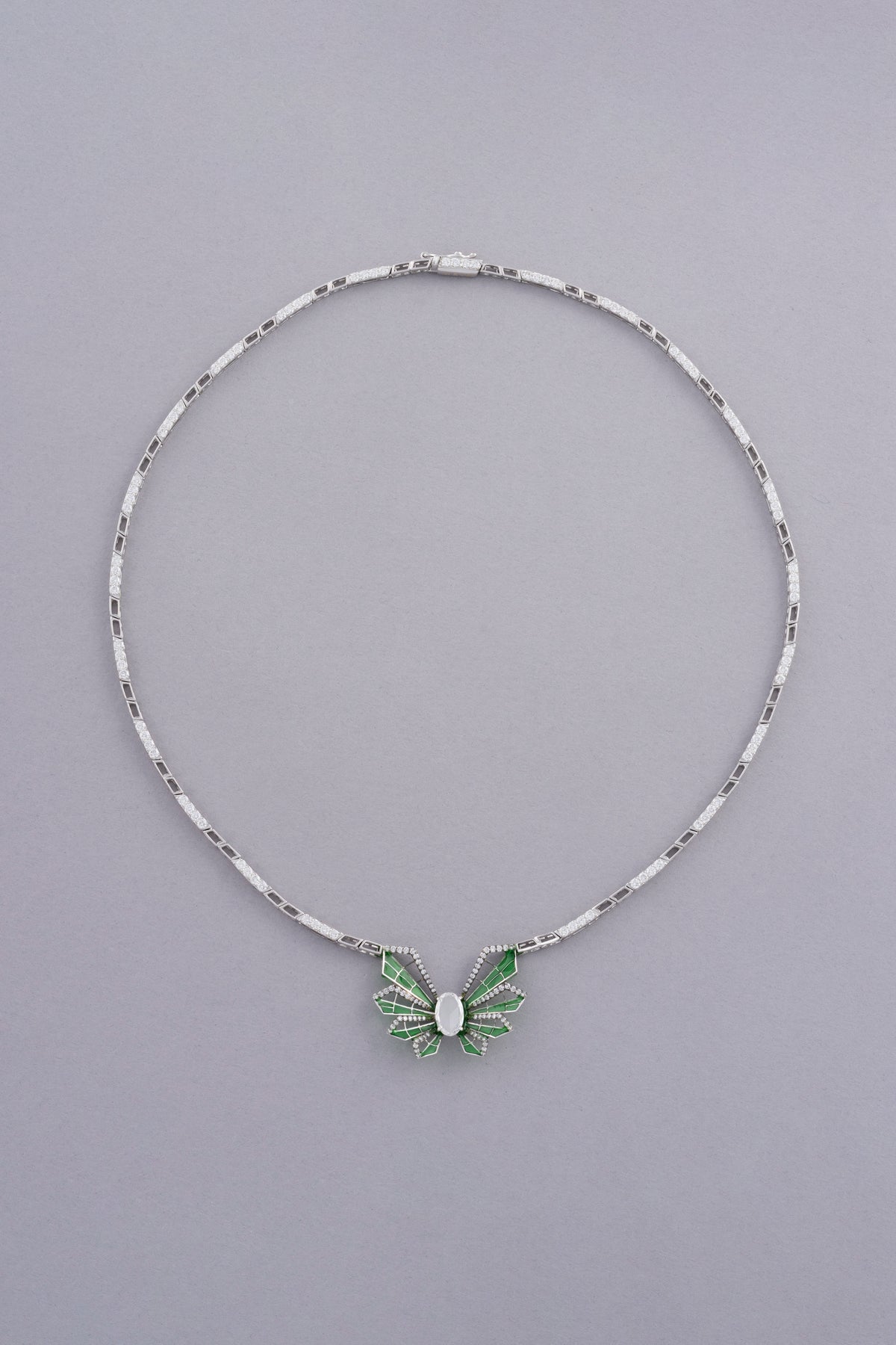 FLUTTER Butterfly Solo Necklace, White Gold, Rose-cut Diamonds and Ceramic Enamel