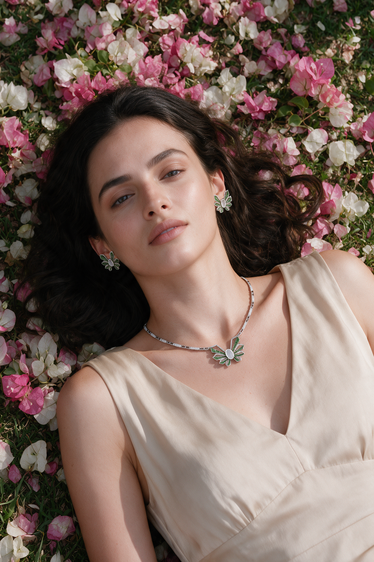 FLUTTER Butterfly Solo Necklace, White Gold, Rose-cut Diamonds and Ceramic Enamel