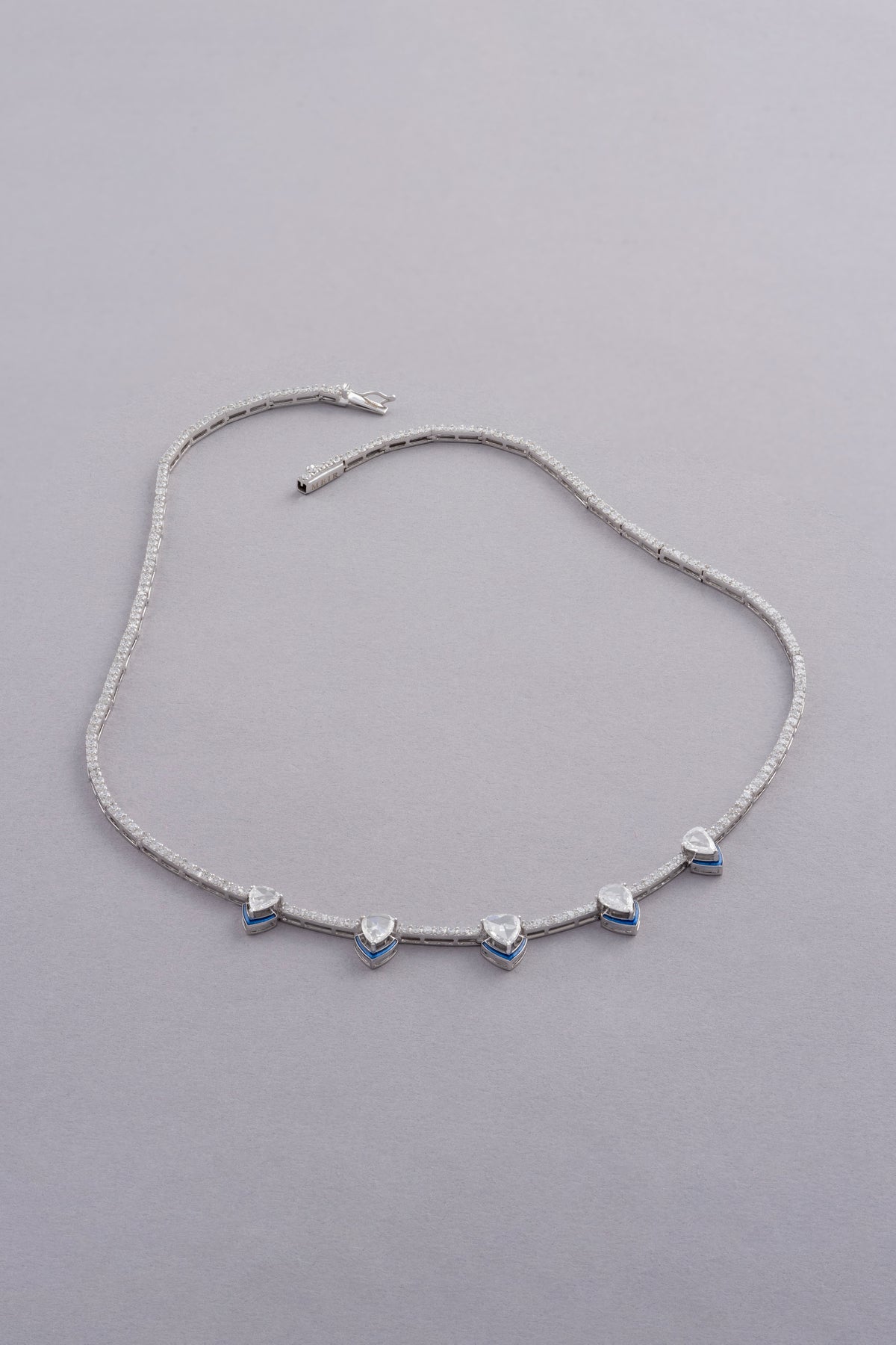 PRISM Drop Necklace, White Gold, Rose-cut Diamonds and Ceramic Enamel