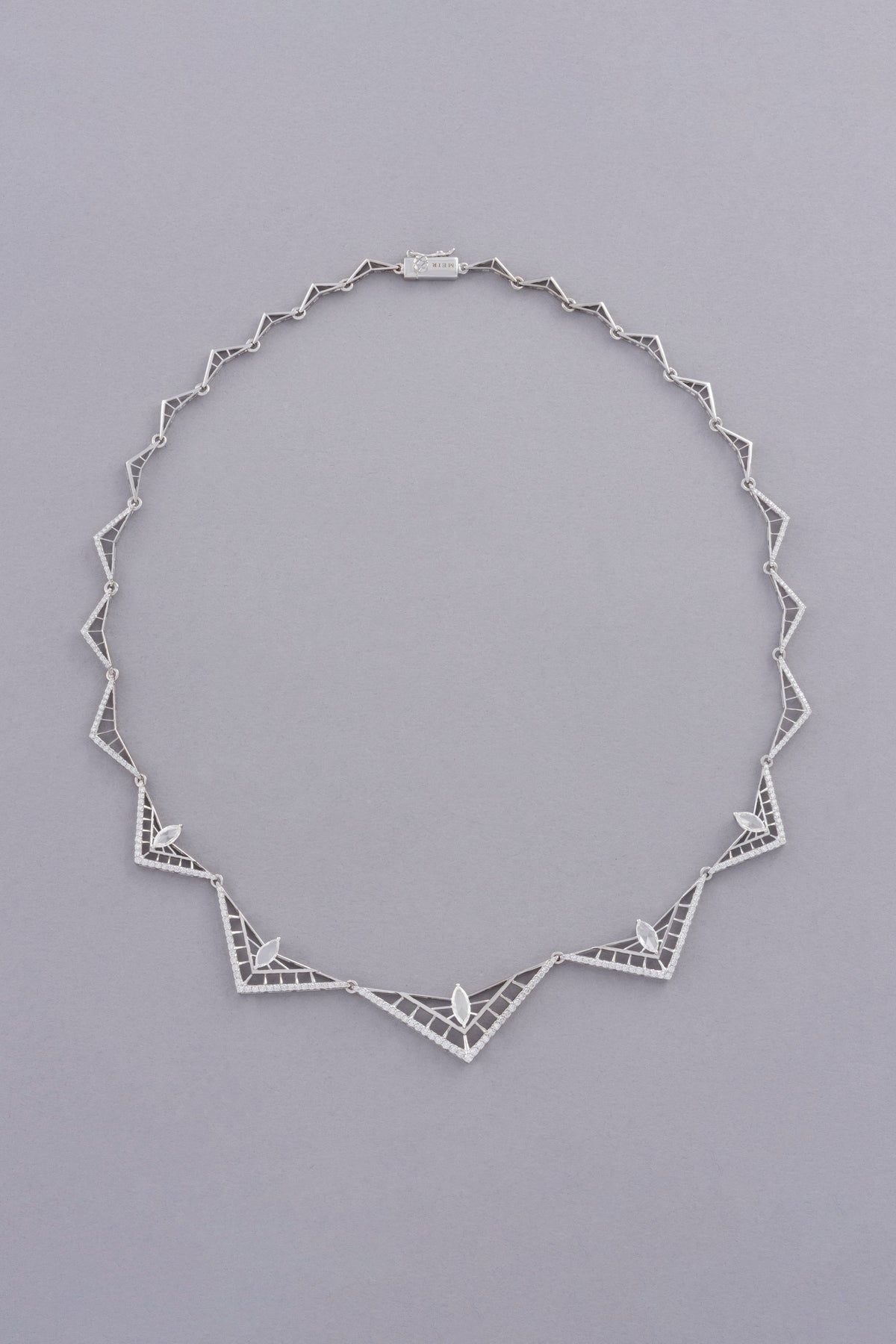 PRISM Openwork Necklace, White Gold, Rose-cut Diamonds
