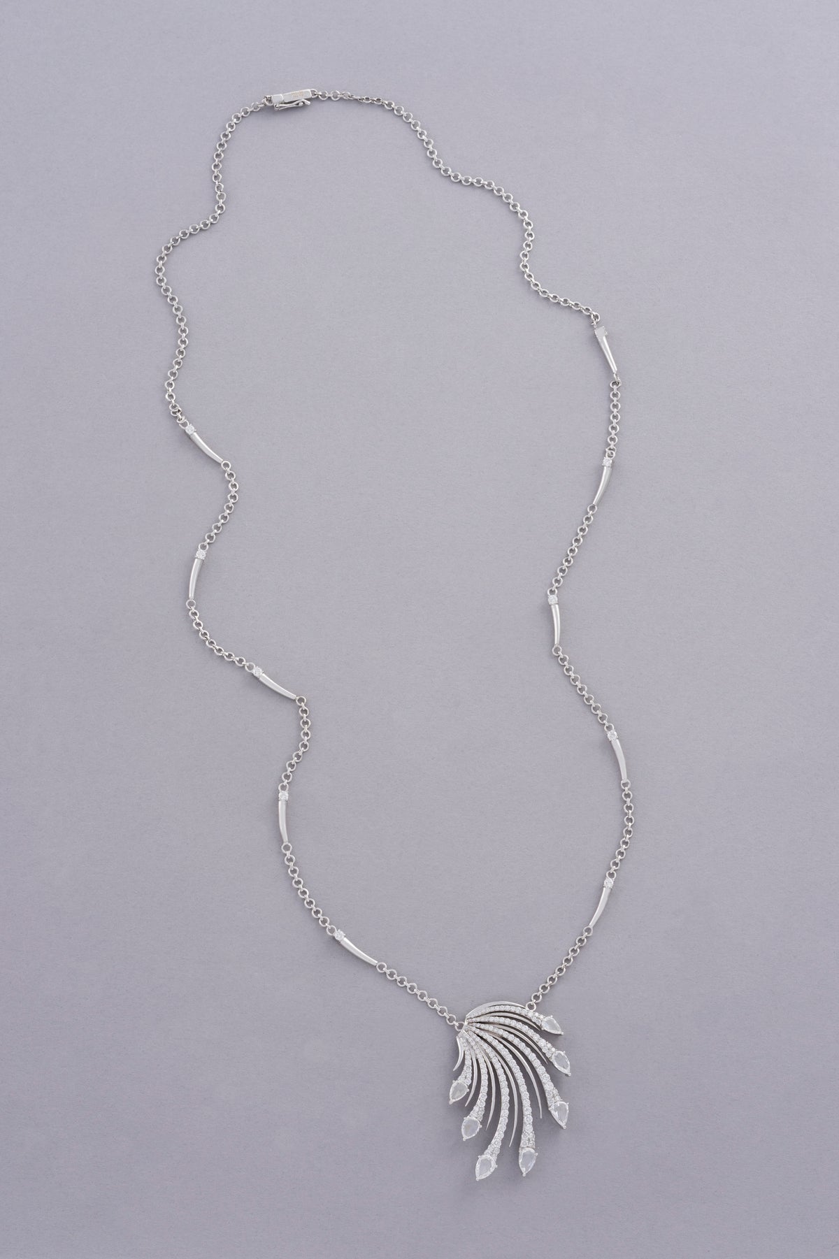 Cascade Necklace, White Gold, Rose-cut Diamonds