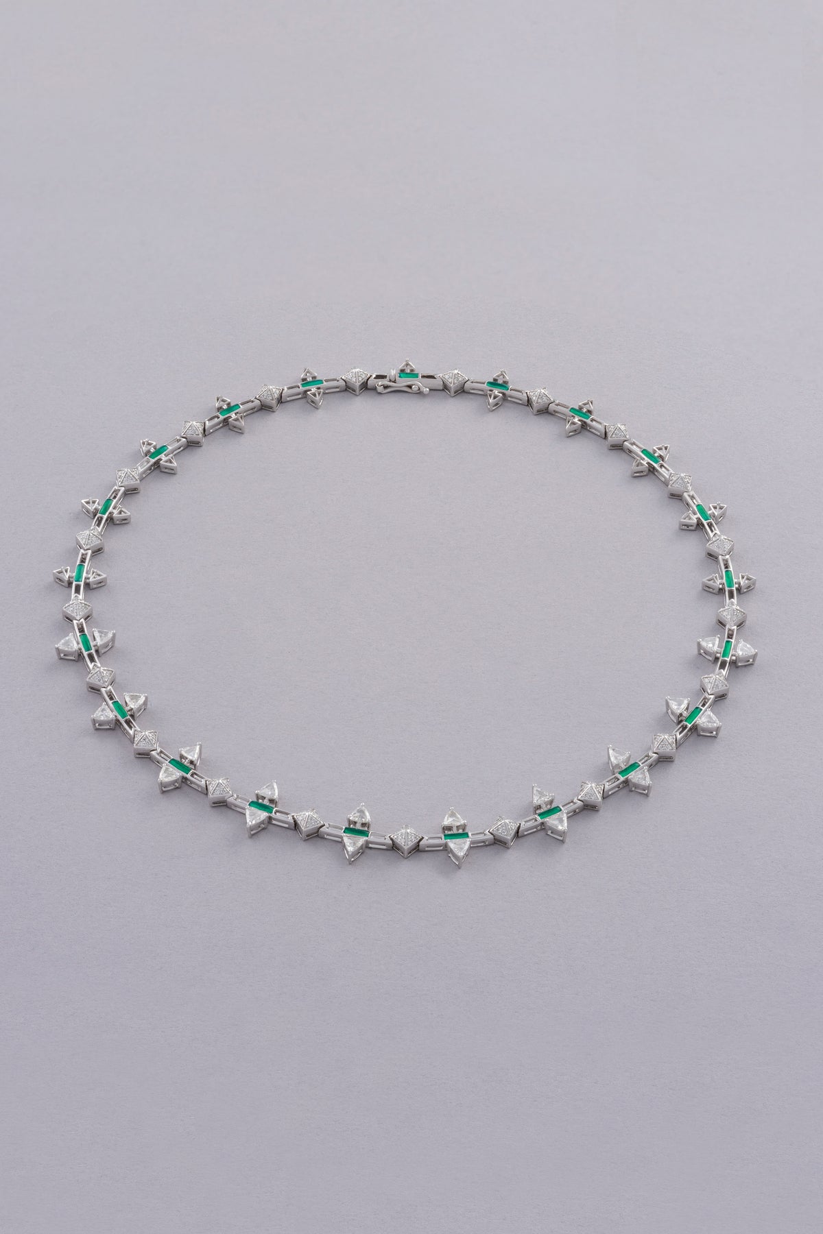 LINK Triangle Necklace, White Gold, Rose-cut Diamonds and Ceramic Enamel