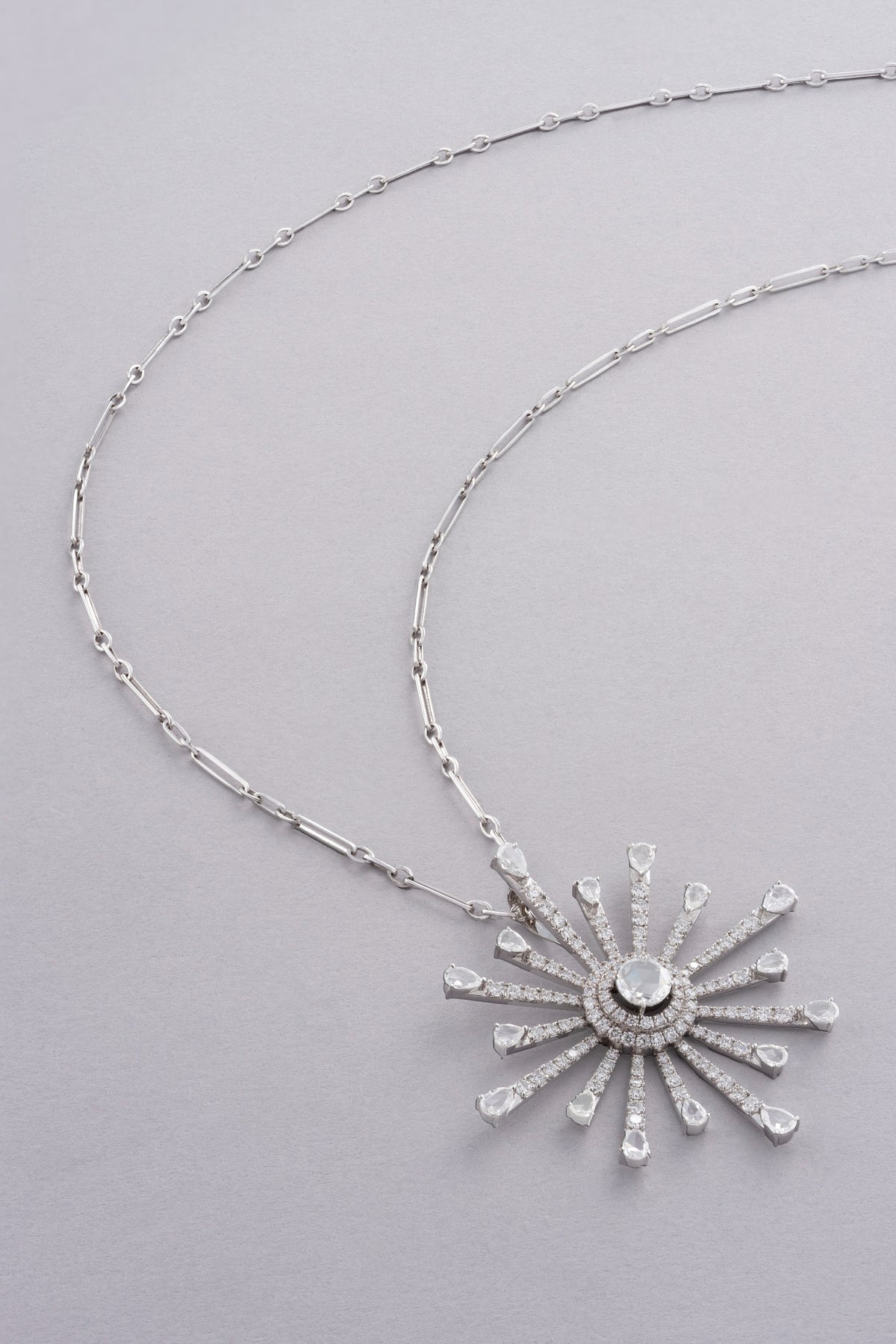 CROWN Radiant Necklace, White Gold, Rose-cut Diamonds