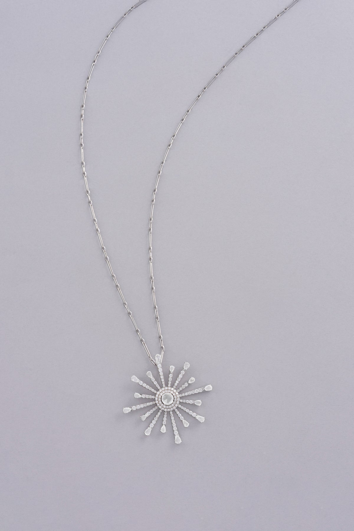 CROWN Radiant Necklace, White Gold, Rose-cut Diamonds