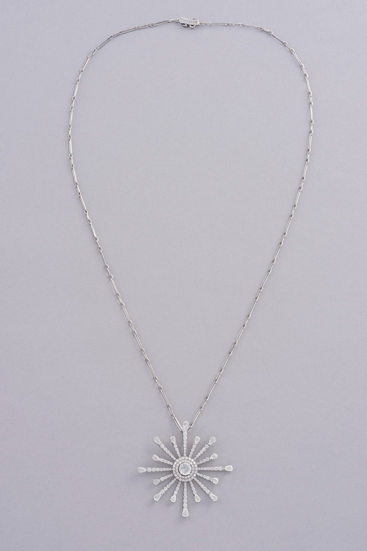 CROWN Radiant Necklace, White Gold, Rose-cut Diamonds