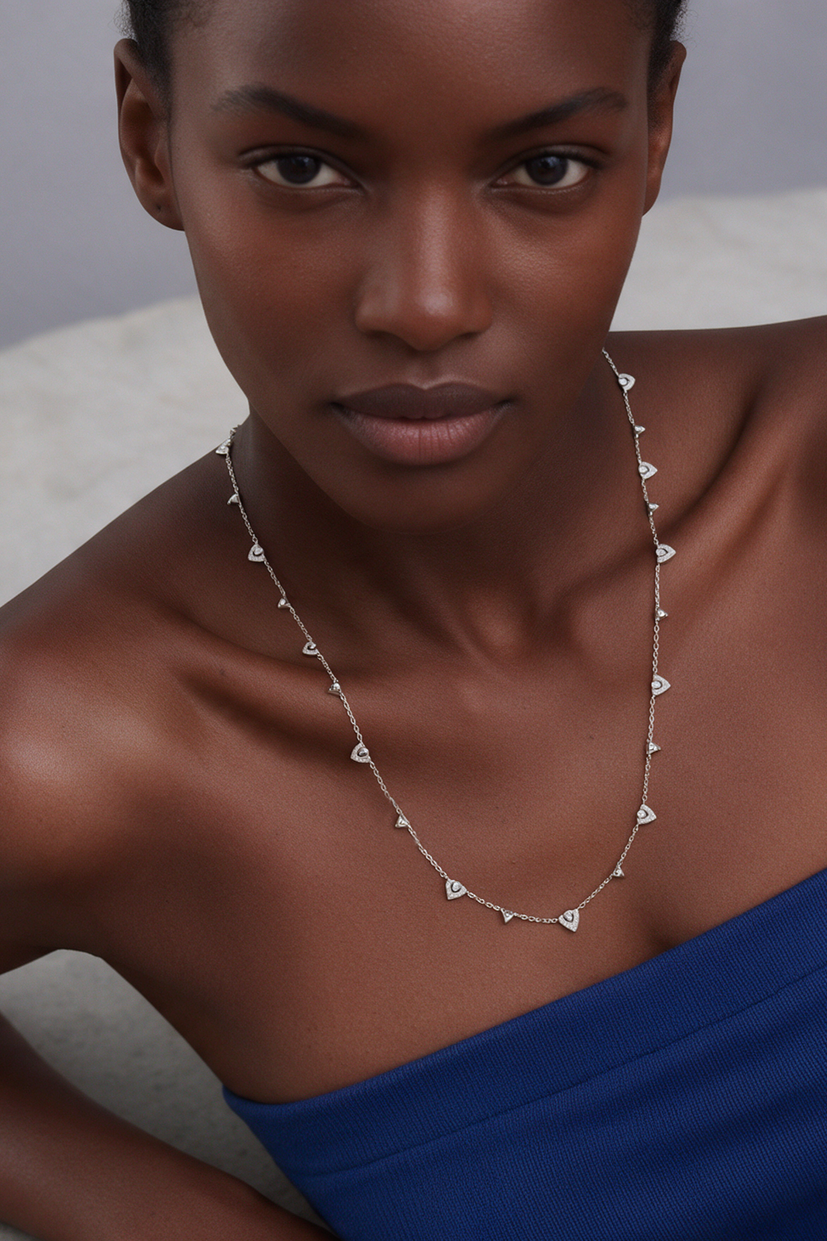 PRISM Whisper Necklace, White Gold, Rose-cut Diamonds