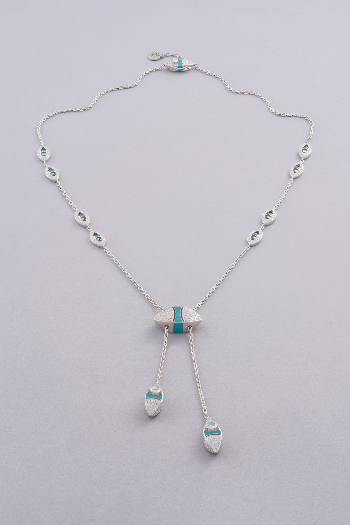 DEW Ripple Necklace, White Gold, Rose-cut Diamonds and Ceramic Enamel