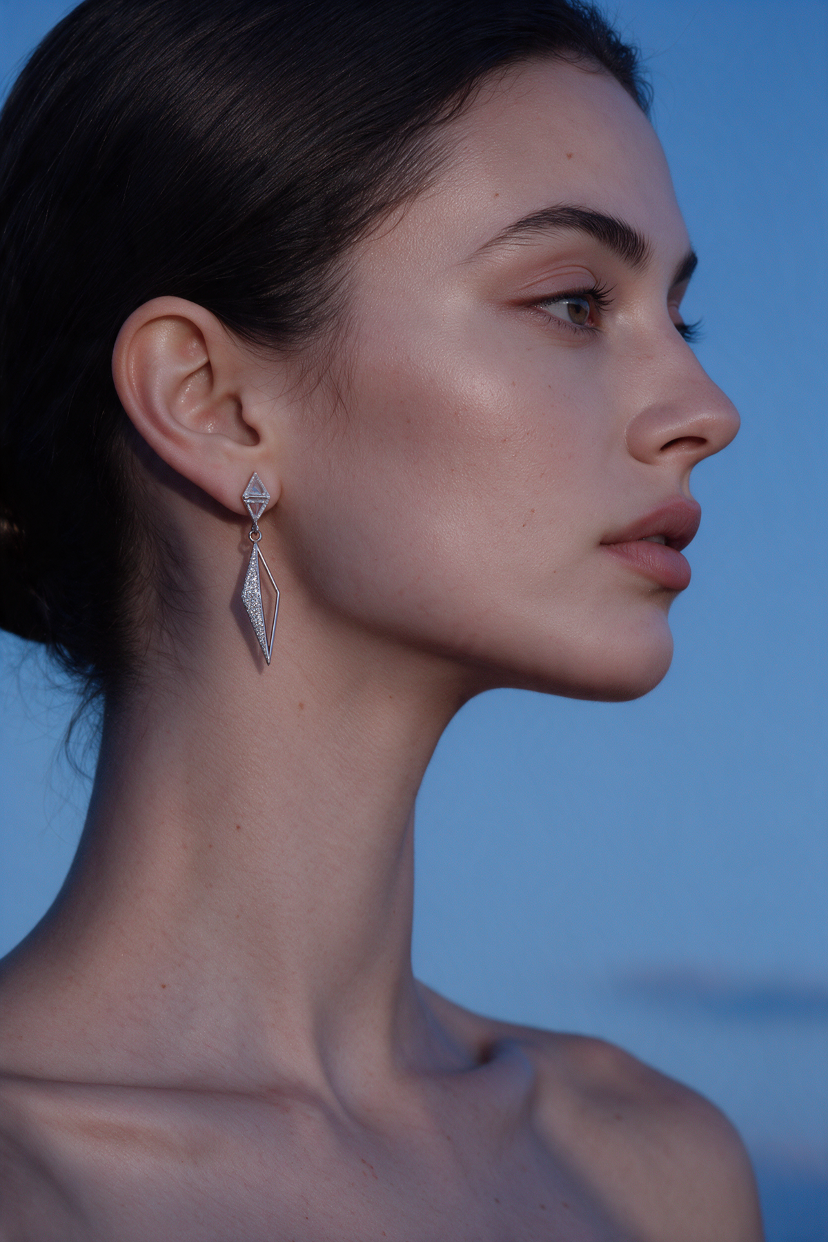 Dagger Earrings, White Gold, Rose-cut Diamonds