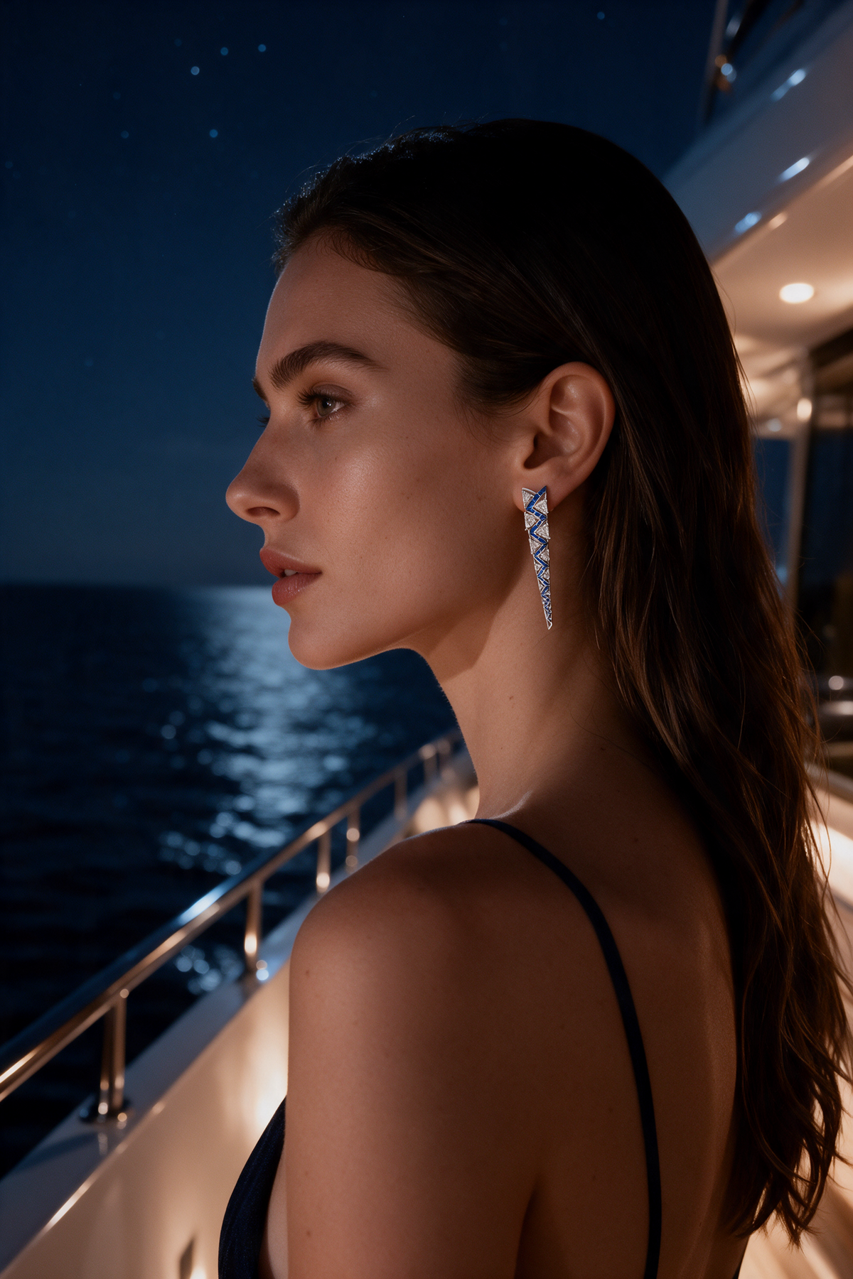 Icicle Earrings, White Gold, Rose-cut Diamonds and Ceramic Enamel