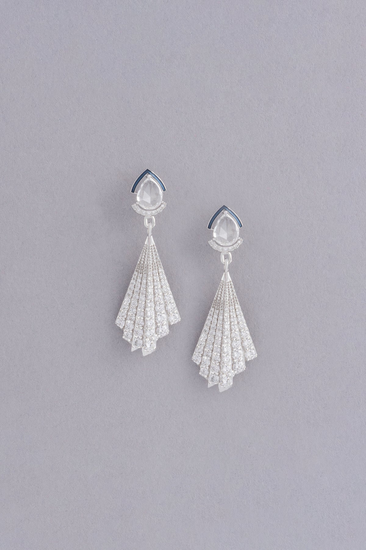 PRISM Drop Earrings, White Gold, Rose-cut Diamonds and Ceramic Enamel