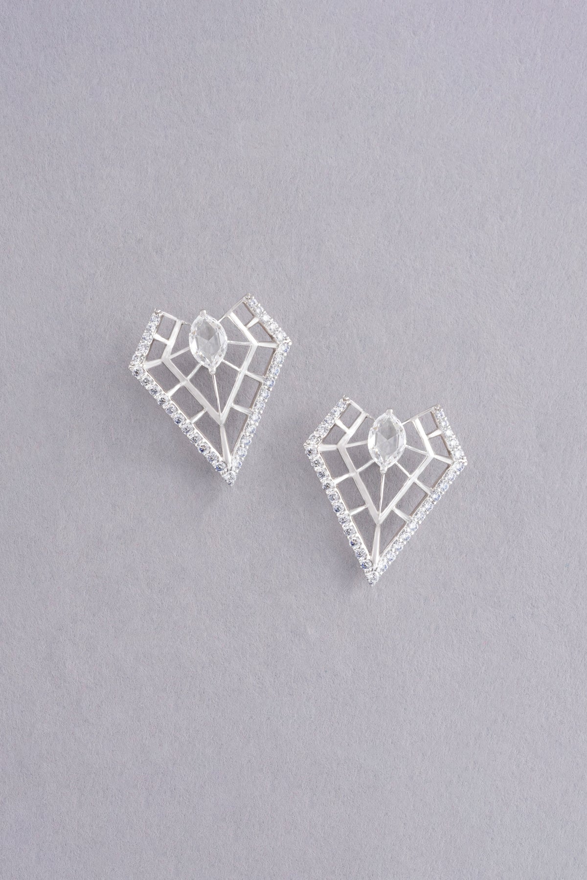 PRISM Openwork Earrings, White Gold, Rose-cut Diamonds