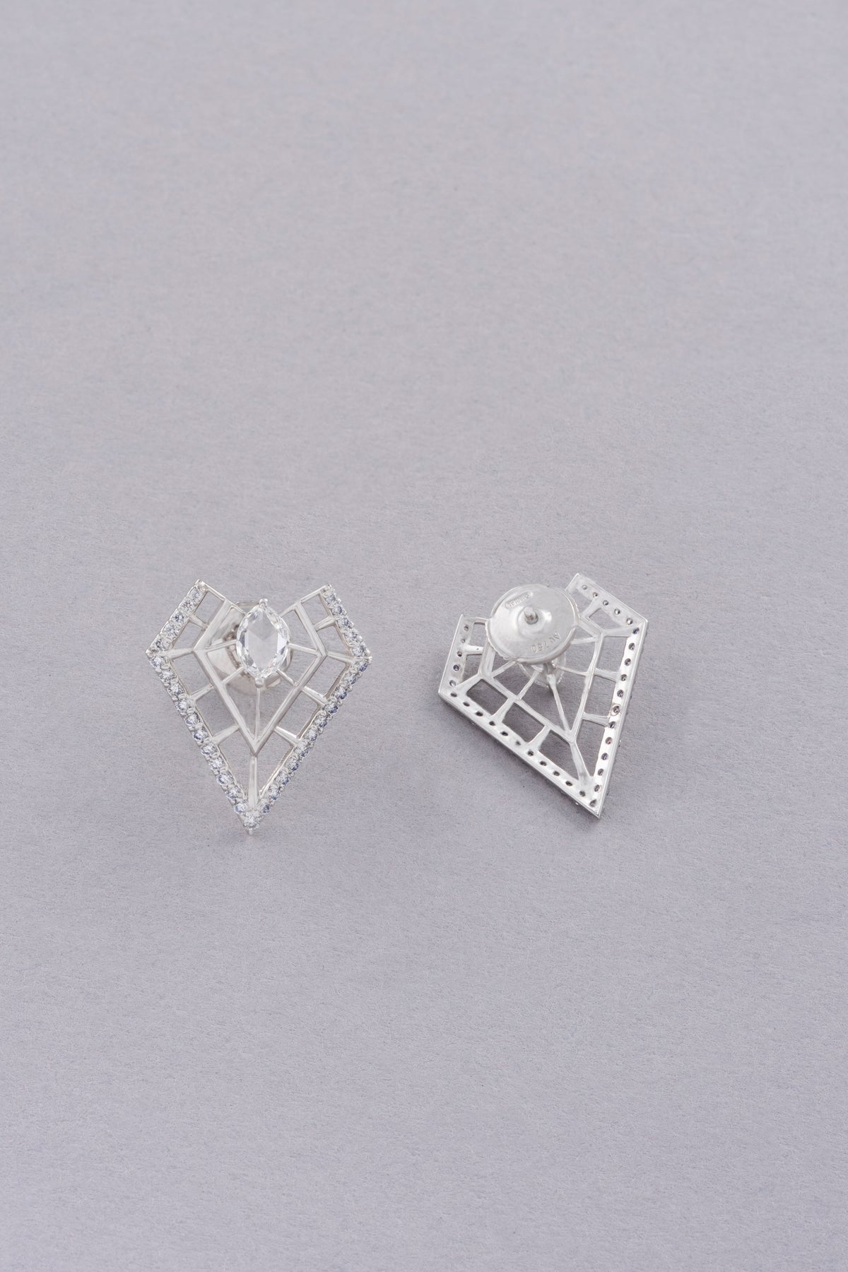 PRISM Openwork Earrings, White Gold, Rose-cut Diamonds