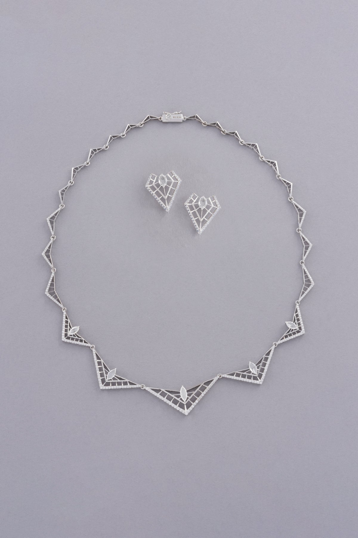 PRISM Openwork Earrings, White Gold, Rose-cut Diamonds
