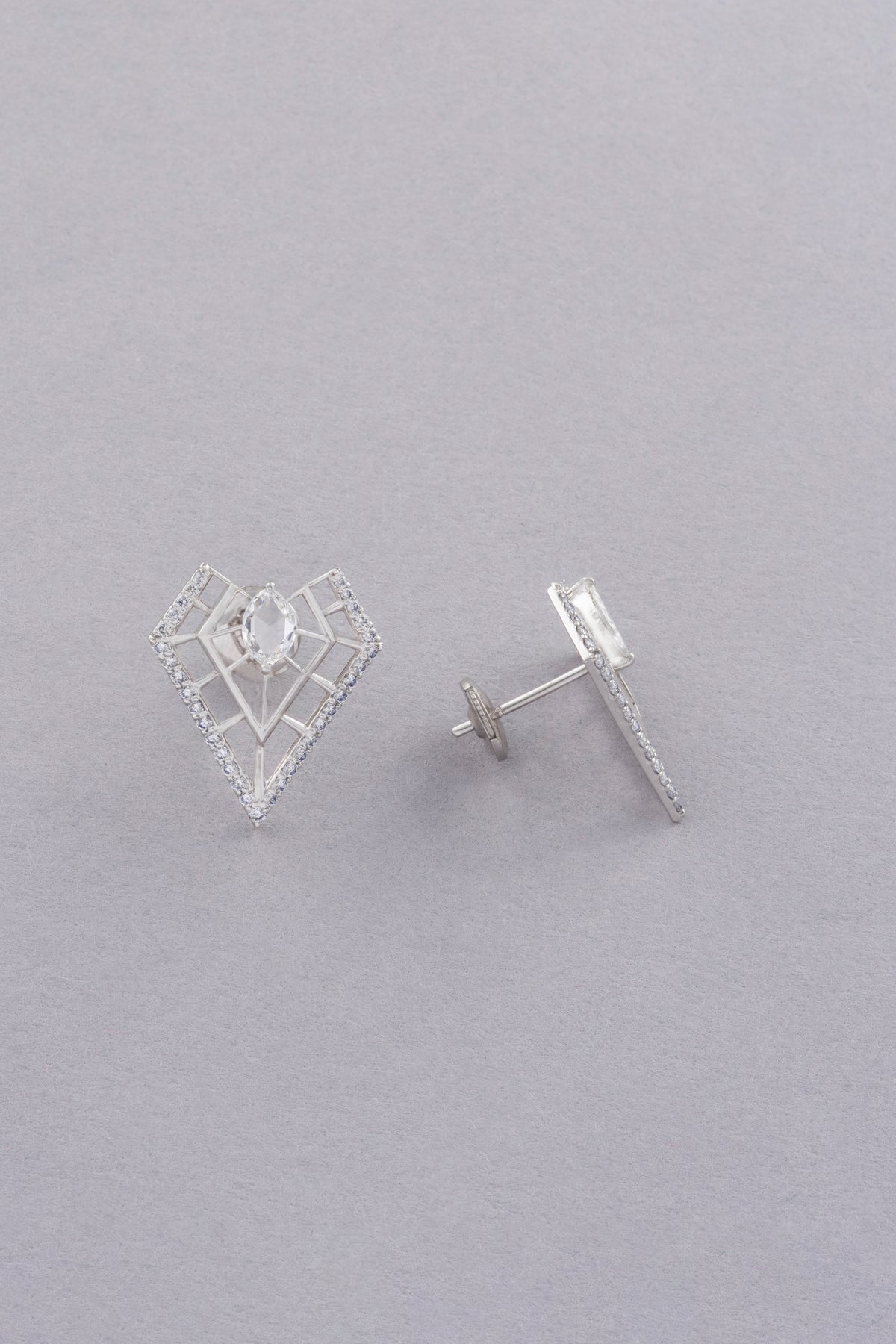 PRISM Openwork Earrings, White Gold, Rose-cut Diamonds