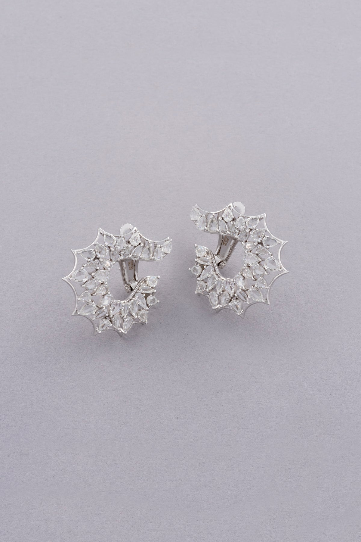 WEB Lace Earrings, White Gold, Rose-cut Diamonds