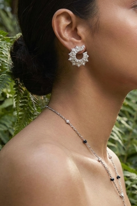 WEB Lace Earrings, White Gold, Rose-cut Diamonds