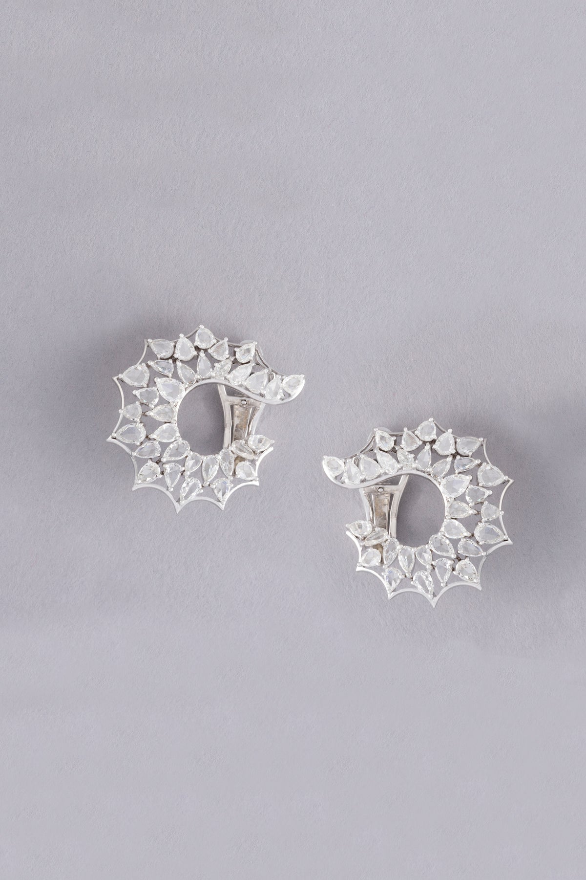WEB Lace Earrings, White Gold, Rose-cut Diamonds