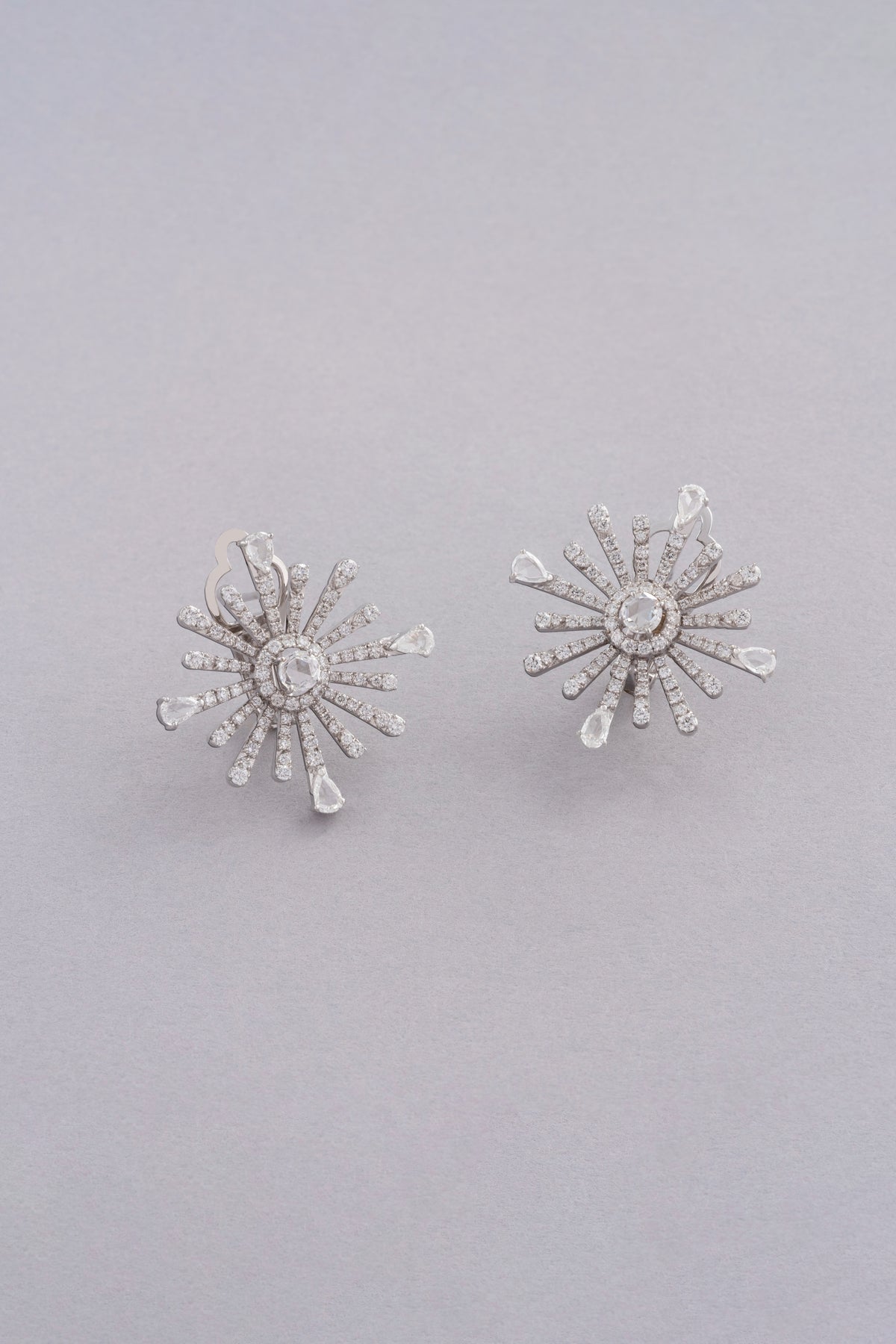 CROWN Radiant Earrings, White Gold, Rose-cut Diamonds