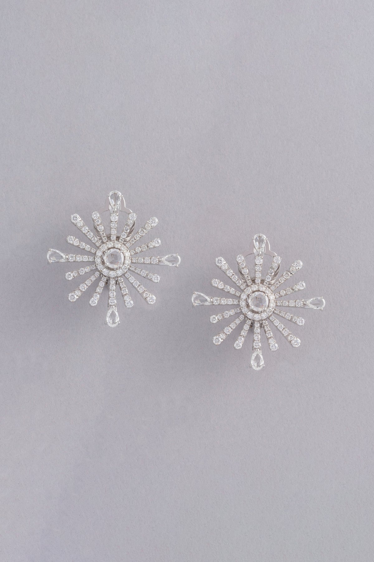 CROWN Radiant Earrings, White Gold, Rose-cut Diamonds