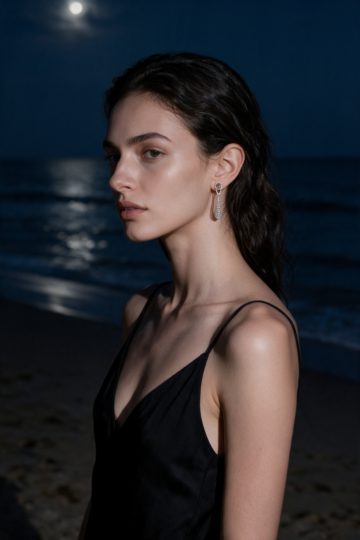 Honeycomb Drop Earrings, White Gold, Rose-cut Diamonds