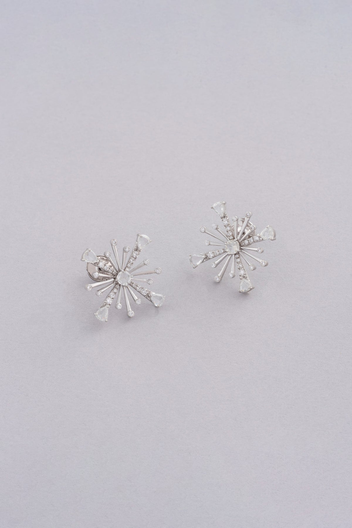 CROWN Sequence Earrings, White Gold, Rose-cut Diamonds